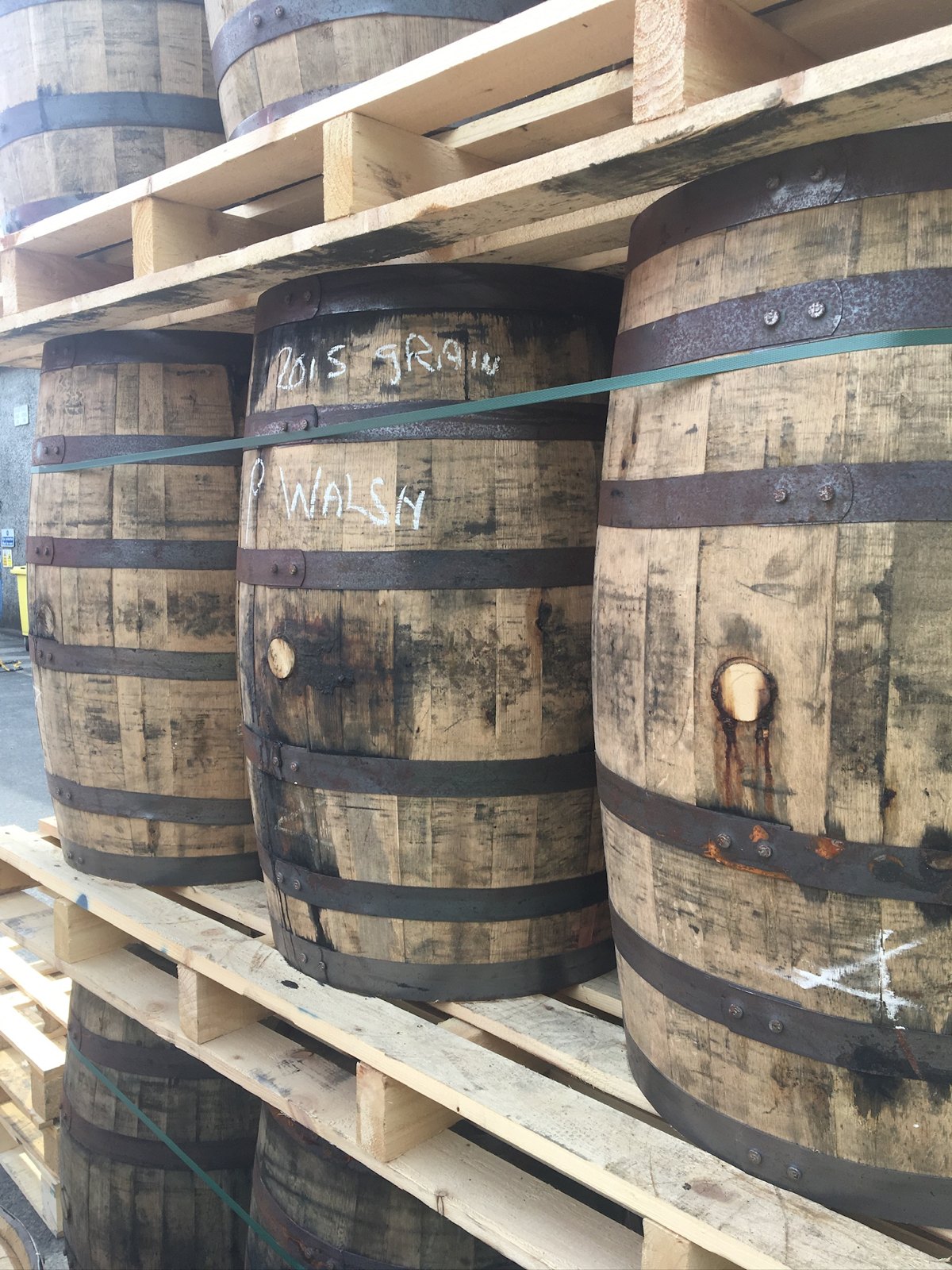 Casks on pallets