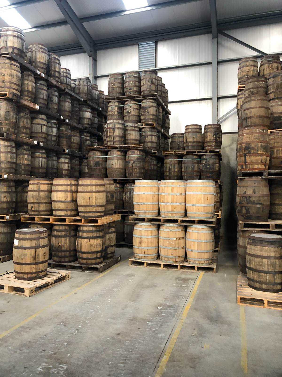 Casks maturing at Larch Grove